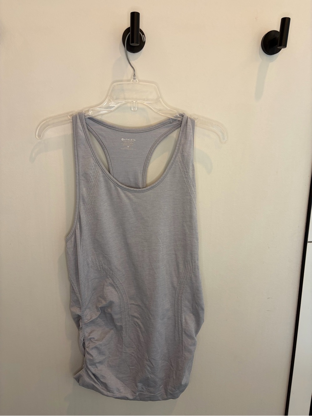 Athleta Speedlight Seamless Racerback Tank | Ruched Sides | Light Gray | Medium